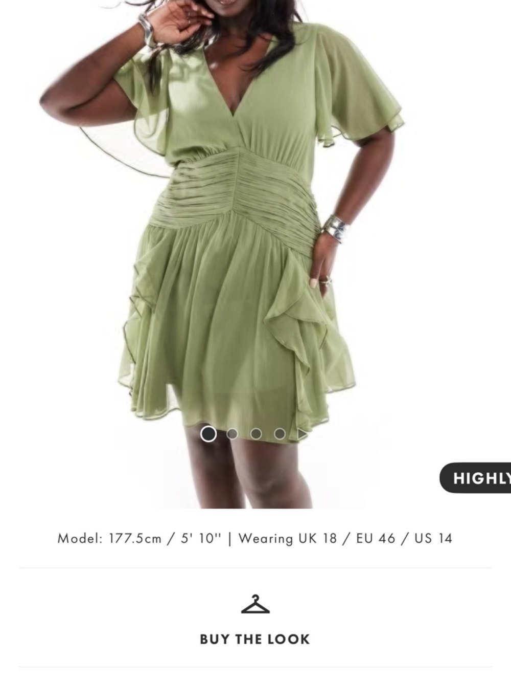 ASOS Curve Olive Green V-Neck Ruffle Midi Dress